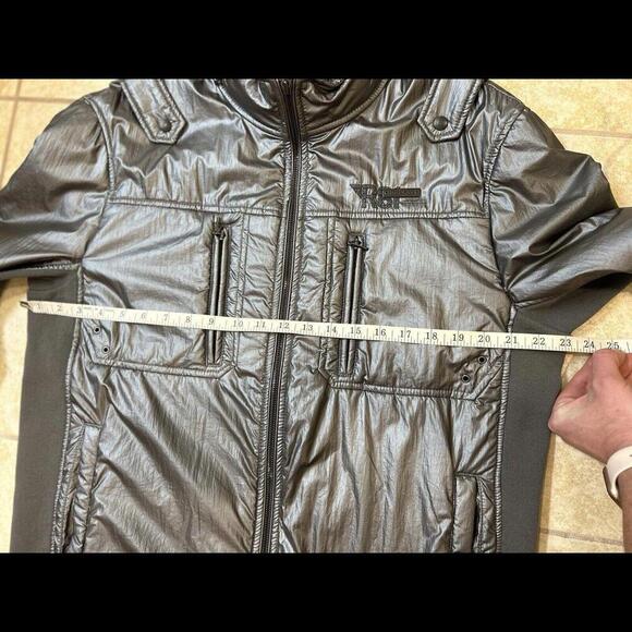 VTG REPLAY Men’s Moto Bomber Jacket Hood XXL Metallic Gray Polyamide Fashion Box - Picture 14 of 15